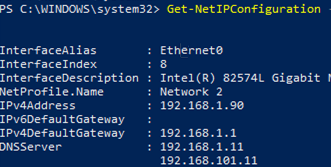 Get-NetIPConfiguration - Retrieve IP configuration on WIndows via PowerShell