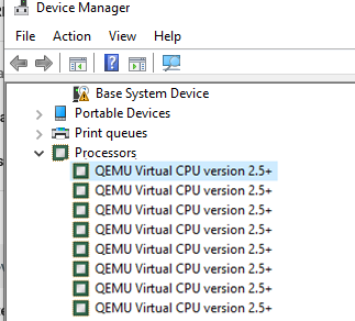 QEMU Virtual CPU version 2.5 multi processor virtual machine on KVM