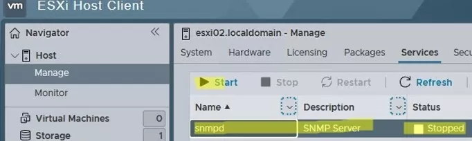Enable SNMP server on VMWare ESXi host
