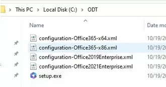 ODT configuration XML files