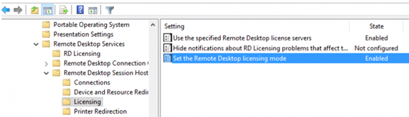 Use the GPO specified Remote Desktop license server 