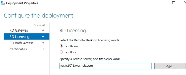 rds - set up RD Licensing Server and CAL Mode