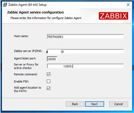 configure zabbix agent settings on windows