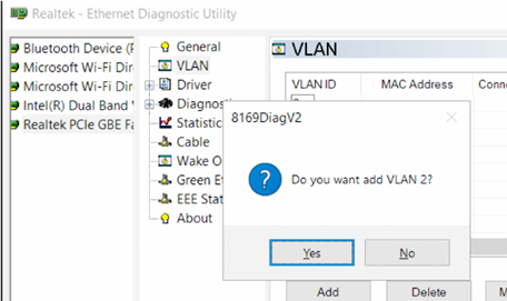 Create Vlan on Windows 10 Using Realtek Ethernet Diagnostic Utility