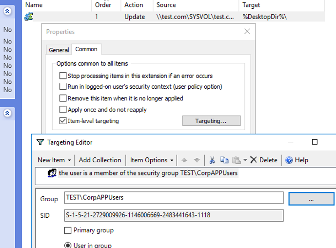 Item-level targeting - apply a GPO to a specific group