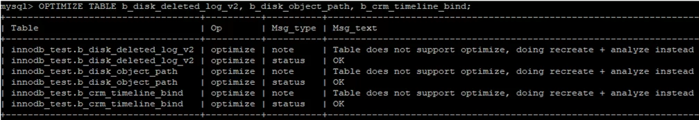 optimize and compress tables in mariadb / mysql