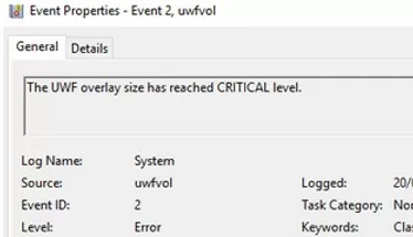 Event id 2: uwf overlay size reached CRITICAL level