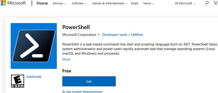 Install PowerShell on Windows via the Microsoft Store