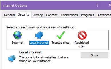 Local Intranet sites in IE