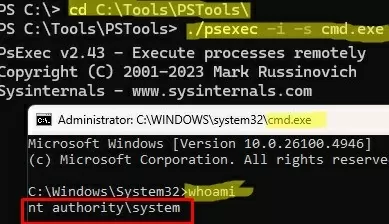 psexec: run cmd as system