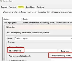 run powershell script from task sheduler as localsystem account