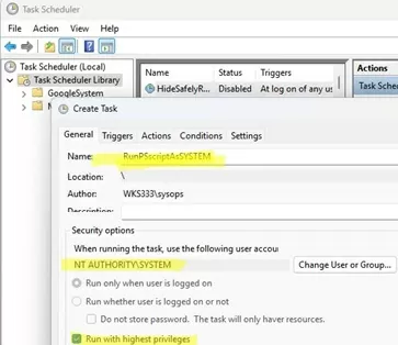 run sheduled task as system