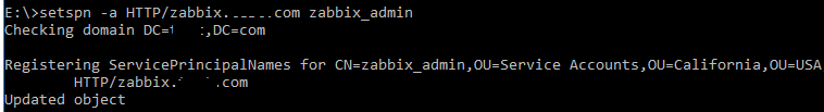 setspn HTTP for zabbix