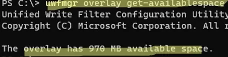 uwfmgr overlay get-availablespace