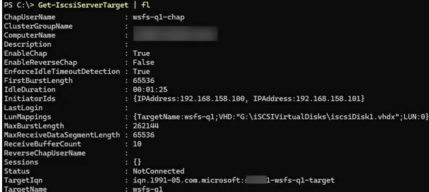 Get-IscsiServerTarget