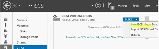 create iscsi virtual disk in Windows Server