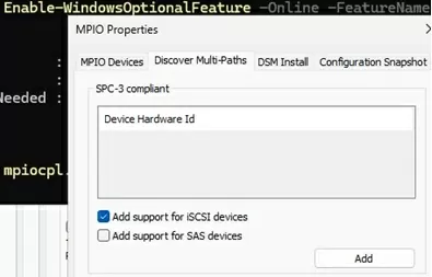 enable mpio for iscsi