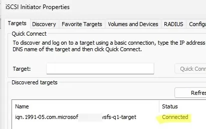 iSCSI-Initiator connect target