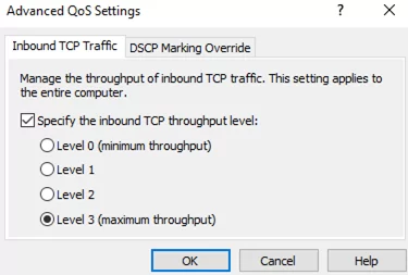 Inbound TCP Traffic throughput level
