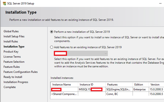 perform a new installation of SQL Server 2019