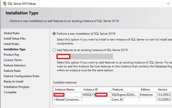 perform a new installation of SQL Server 2019