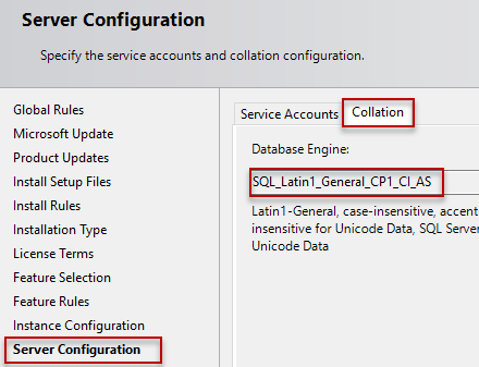 set sql server collation - SQL_Latin1_General_CP1_CI_AS