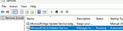 start Microsoft iSCSI Initiator Service
