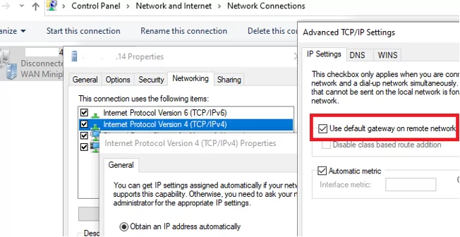 Windows 10 No Internet Connection After Connecting To VPN Server 