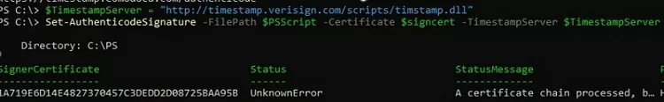 Set-AuthenticodeSignature sign powershell script