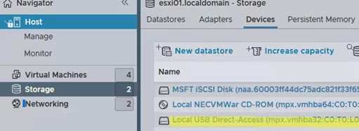 Add local USB direct access device in VMware ESXi