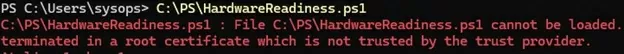 cannot load powershell script root certificate not trusted