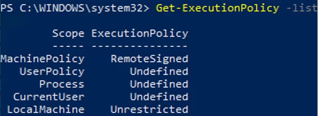 check powershell execution policy after group policy update