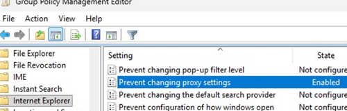 Prevent changing proxy settings policy