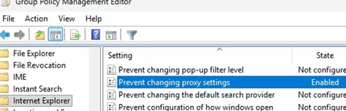 Prevent changing proxy settings policy