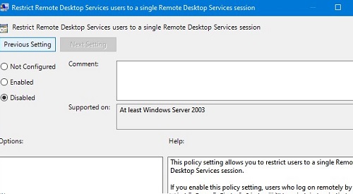GPO: Restrict RDS user to single session