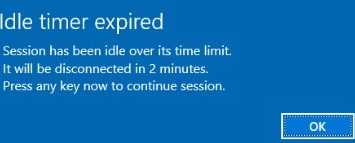 idle timer expired rdp session message