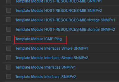 link a template module icmp ping to zabbix host