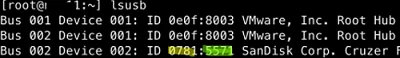 lsusb - find usb device ID