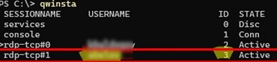 qwinsta list rdp user sessions