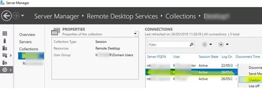 Shadow RDS Session from Server Manager