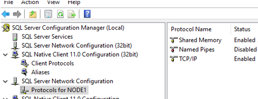 setting network setting with sql server configuration manager