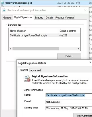 signed powershell script file