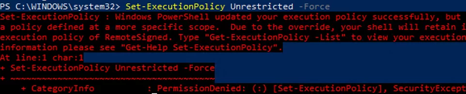 Setting the PowerShell Execution Policy