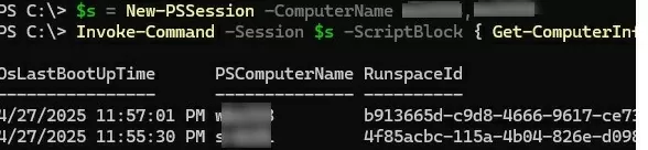 Invoke-Command using with persistent PS sessions