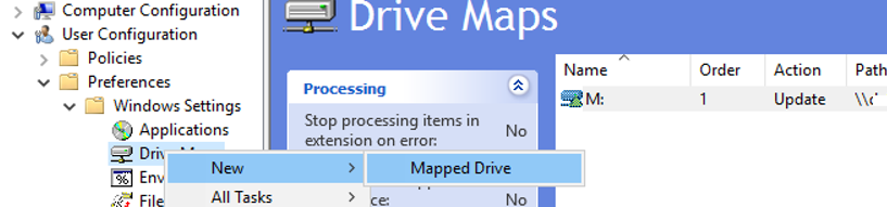 add network drive map rule in GPO
