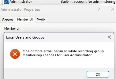 cannot delete builtin administrator in windows