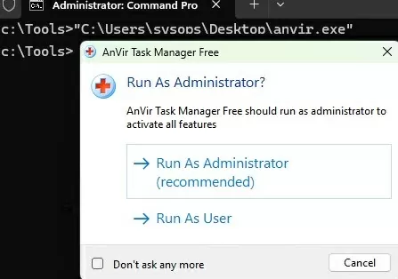 cmd: run app as admin with bypass UAC sign check