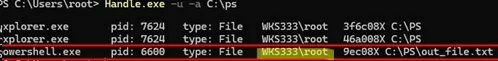 handle: get file handles in specific folder
