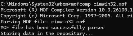 mofcomp recompile mof files batch script to perform soft reset of the wmi 