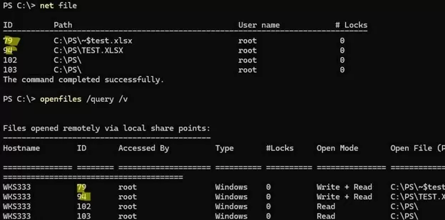 openfiles: list files open remotely